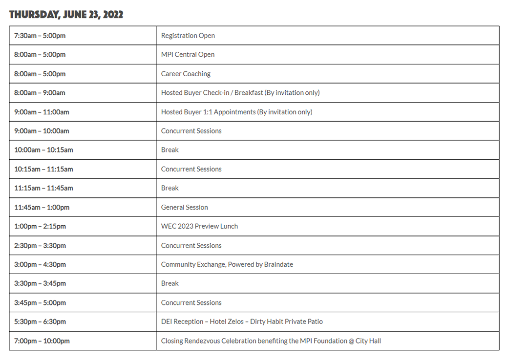 program at a glance thurs